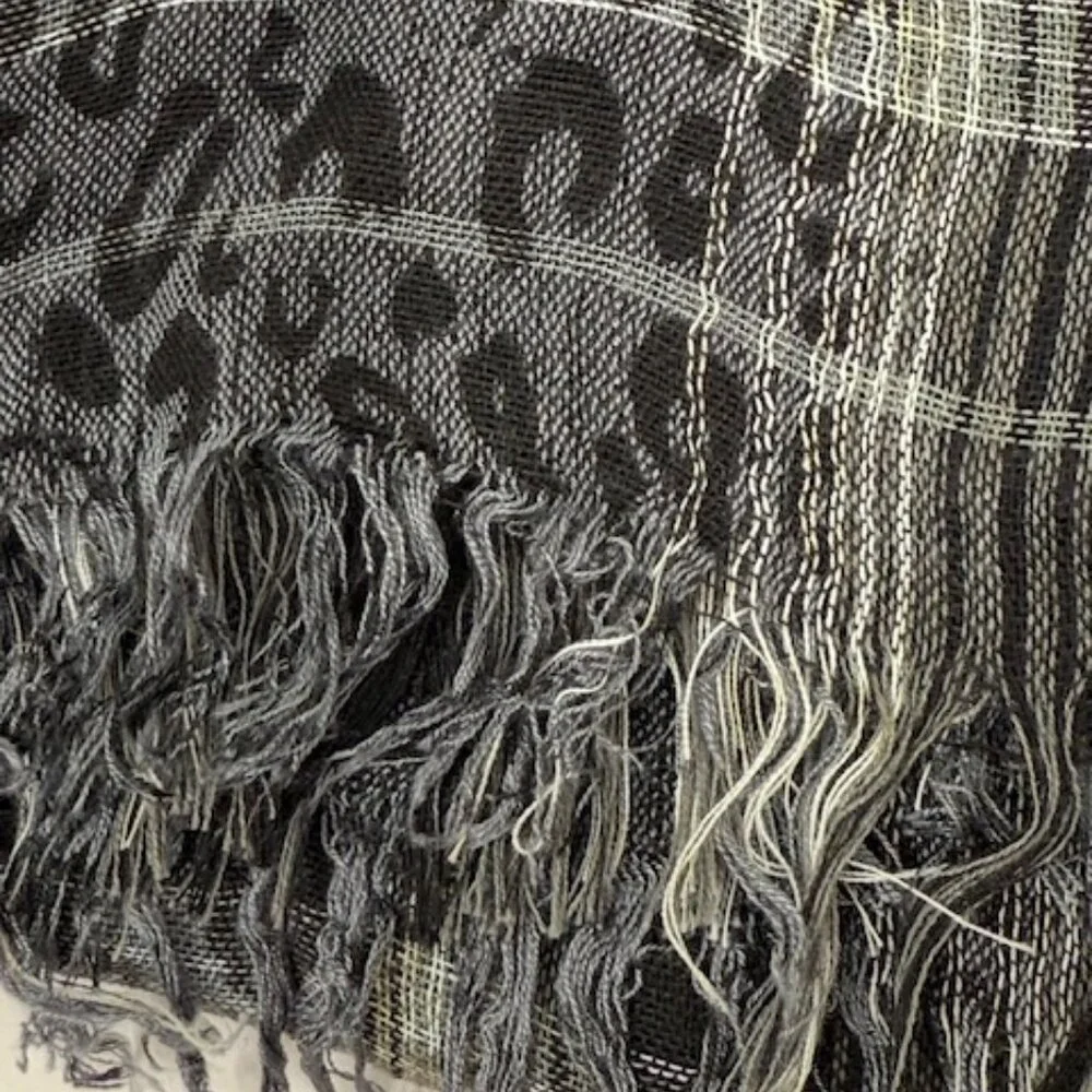 Large Rectangular Cobalt Blue Woven Scarf with Fringed Edges